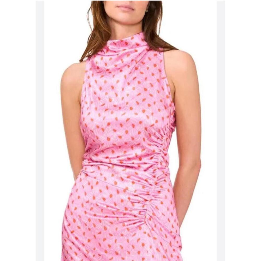 NWT Parker The Ayla Ruched Mock-Neck Satin Midi Dress in Cashmere Rose Women’s 8 - Picture 13 of 15